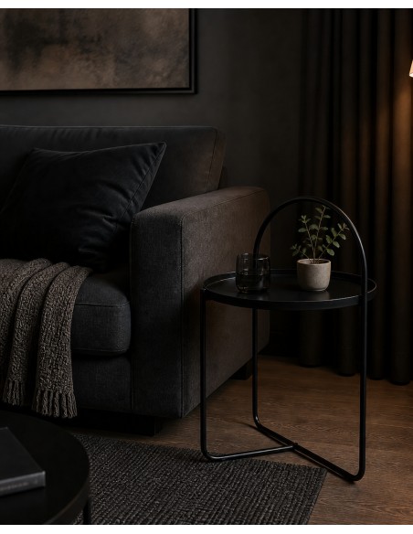 Side Table Μεταλλικό Μαύρο Φ40x65cm MRShome