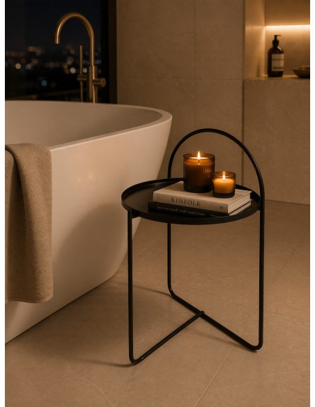 Side Table Μεταλλικό Μαύρο Φ40x65cm MRShome