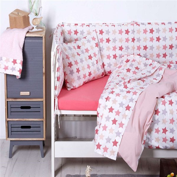 Σεντόνια Κούνιας (σετ) Sb Home Baby Stars Pink