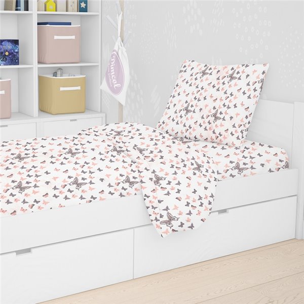 Σεντόνια Μονά (σετ) 3 Τεμαχίων Dimcol Butterfly 61 Coral