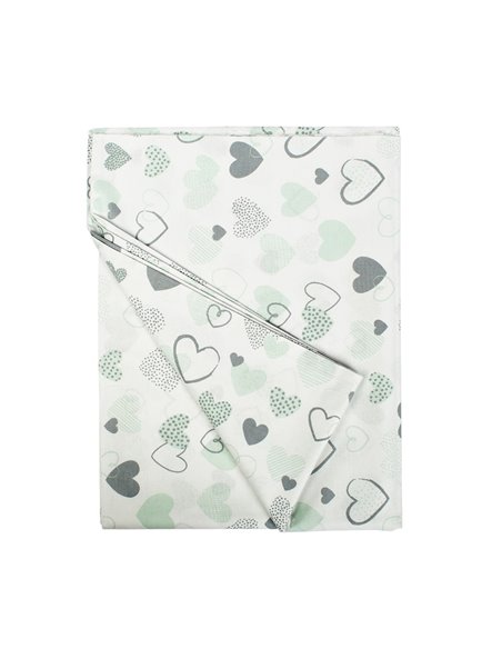 Σεντόνια Κούνιας (σετ) Dimcol Hearts 10 Green
