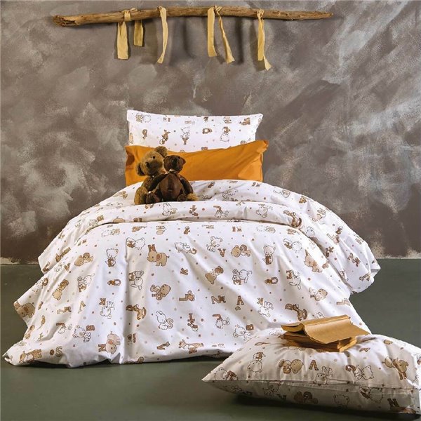 Παπλωματοθήκη Μονή Sb Home Alphabet Beige