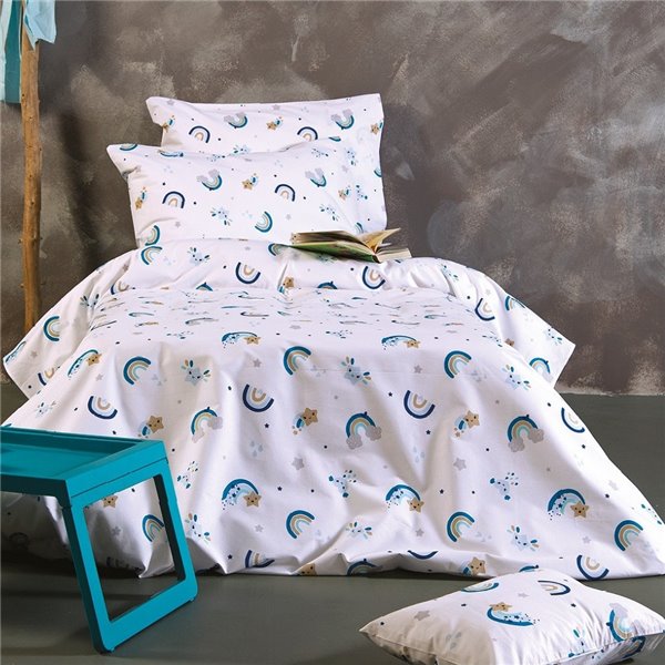 Παπλωματοθήκη Μονή Sb Home Baby Rainbow Blue
