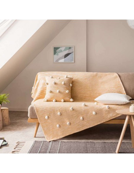Ριχτάρι Διακοσμητικό Gofis Home Poms Mustard 555/10