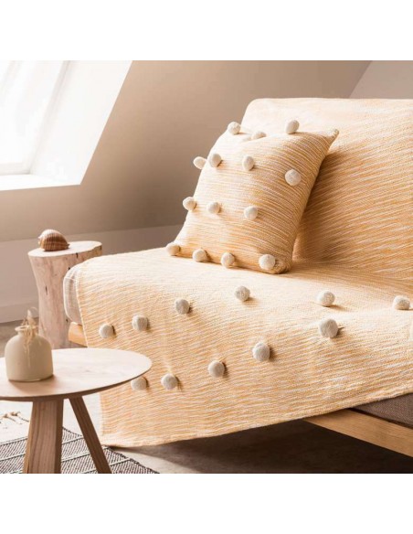 Ριχτάρι Διακοσμητικό Gofis Home Poms Mustard 555/10