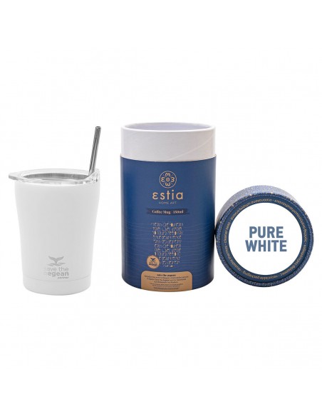 Θερμός Coffee Mug 350ml εstia Save The Aegean 01-12434 Pure White εstia