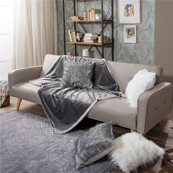 Κουβέρτα Καναπέ Teoran Velour 11 Silver 2