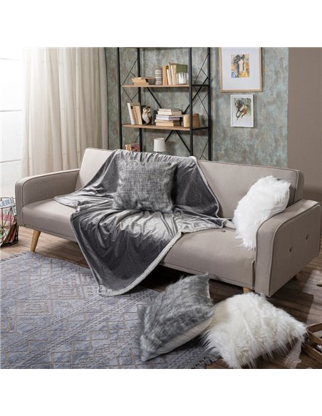 Κουβέρτα Καναπέ Teoran Velour 11 Silver