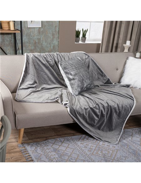 Κουβέρτα Καναπέ Teoran Velour 11 Silver