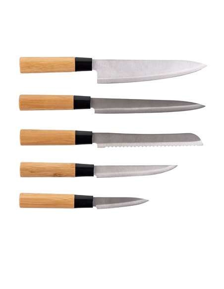 Μαχαίρια Bamboo (σετ 5τμχ) Ανοξείδωτα Με Βάση εstia 01-12854