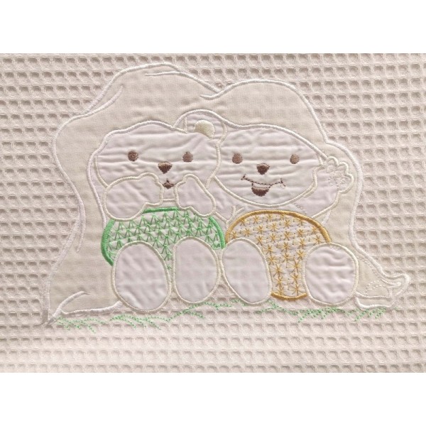 Κουβέρτα Πικέ Κούνιας White House Teddy Bear Beige