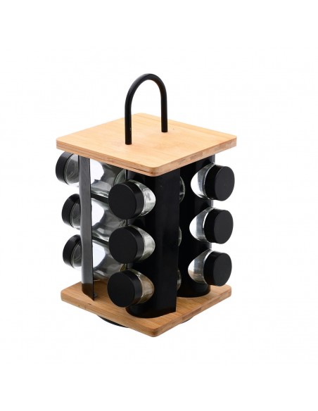 Βάση Μπαχαρικών Bamboo Essentials Με 12 Γυάλινα Δοχεία Περιστρεφόμενη εstia 01-14650