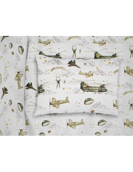Μαξιλαροθήκη Εμπριμέ 50x70 Dimcol Kids Airforce 196 White-Khaki