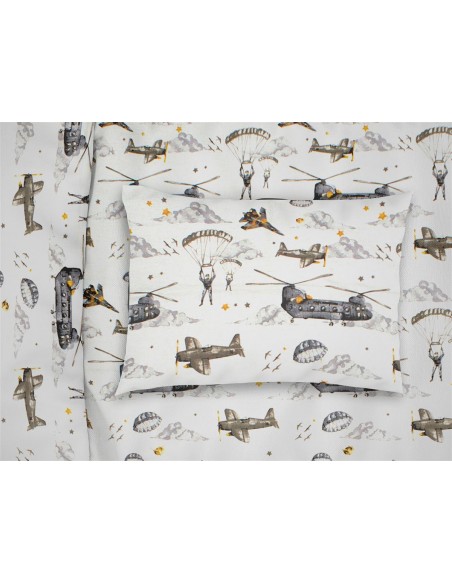 Μαξιλαροθήκη Εμπριμέ 50x70 Dimcol Kids Airforce 195 White-Grey