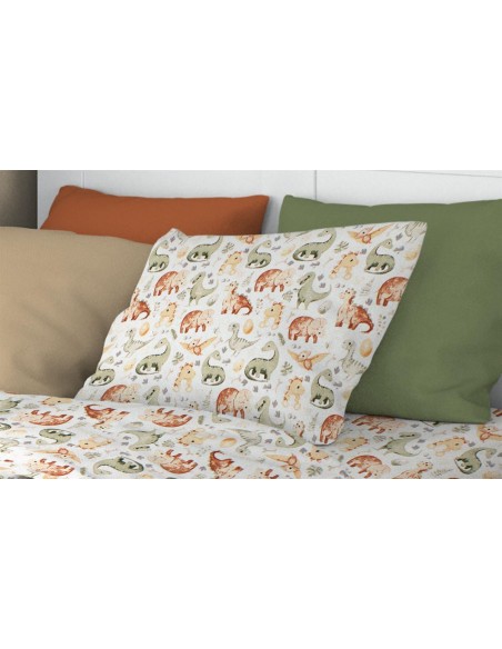 Μαξιλαροθήκη Εμπριμέ 50x70 Dimcol Kids Dinosaur 515 Beige