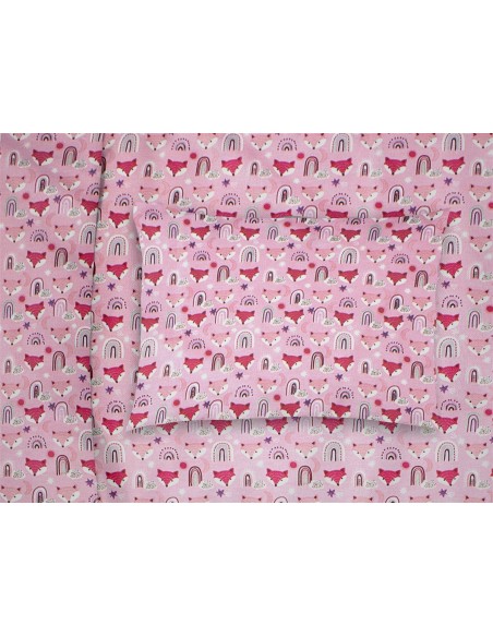 Μαξιλαροθήκη Εμπριμέ 50x70 Dimcol Kids Fox 525 Pink Dimcol