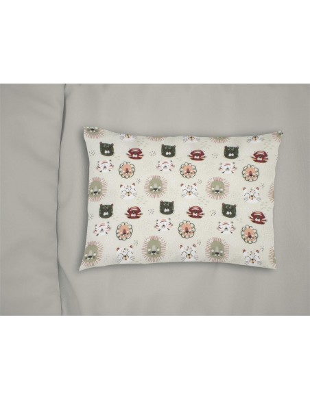 Μαξιλαροθήκη Εμπριμέ 50x70 Φανελένια Dimcol Kids Big Cats 27 Light Olive
