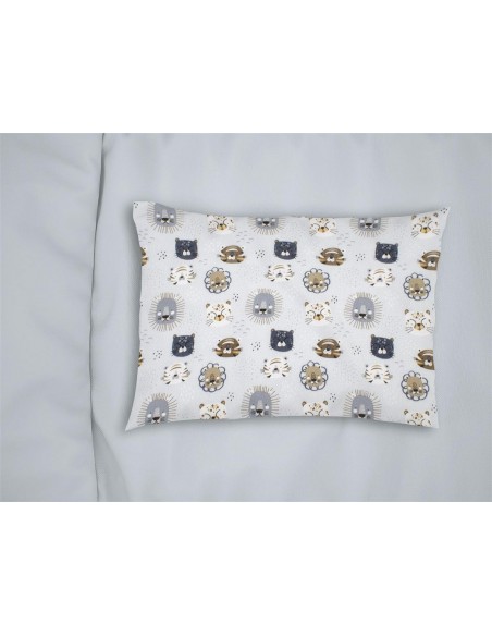 Μαξιλαροθήκη Εμπριμέ 50x70 Φανελένια Dimcol Kids Big Cats 28 Sky Blue