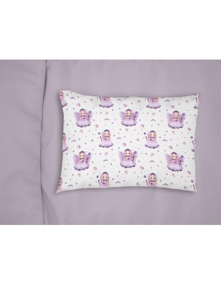 Μαξιλαροθήκη Εμπριμέ 50X70 Φανελένια Dimcol Kids Fairy 86 White-Lilac