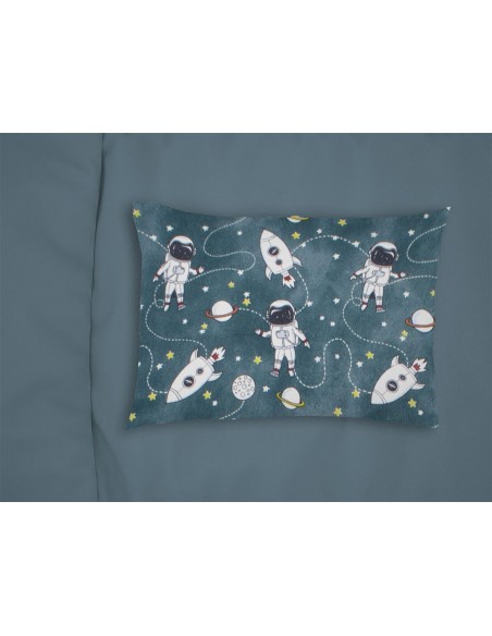 Μαξιλαροθήκη Εμπριμέ 50X70 Φανελένια Dimcol Kids Galaxy Travel 91 Petrol