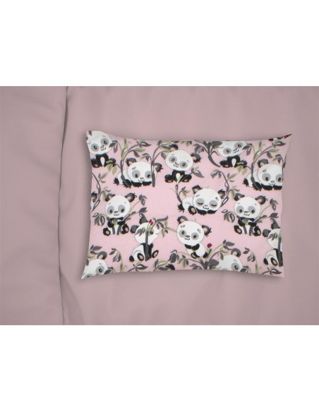 Μαξιλαροθήκη Εμπριμέ 50X70 Φανελένια Dimcol Kids Panda Bear 97 Pink