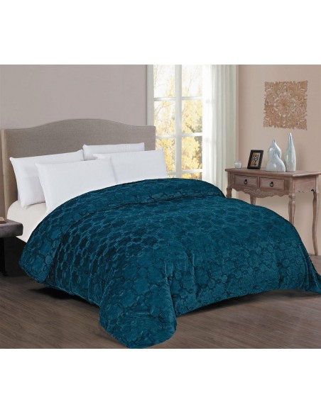 Κουβερτοπάπλωμα Υπέρδιπλο 220X240 Γούνα-Sherpa 730 gsm Dimcol 1830 Petrol