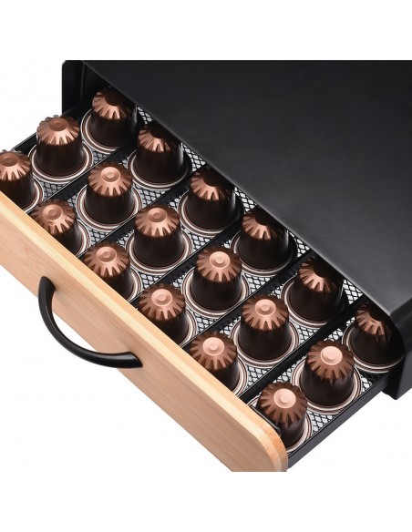 Θήκη Για Κάψουλες Espresso Bamboo εstia Essentials Μεταλλική Συρταρωτή 60 Θέσεων Μαύρη 01-19884