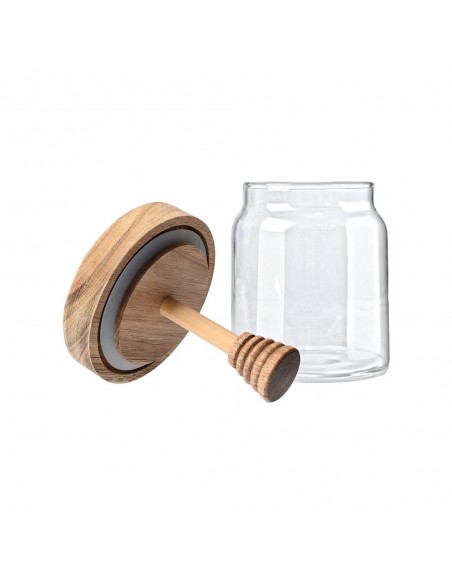 Δοχείο Μελιού Acacia Γυάλινο εstia 450ml 9x9x13.5cm Με Κουτάλι Μελιού 01-17453