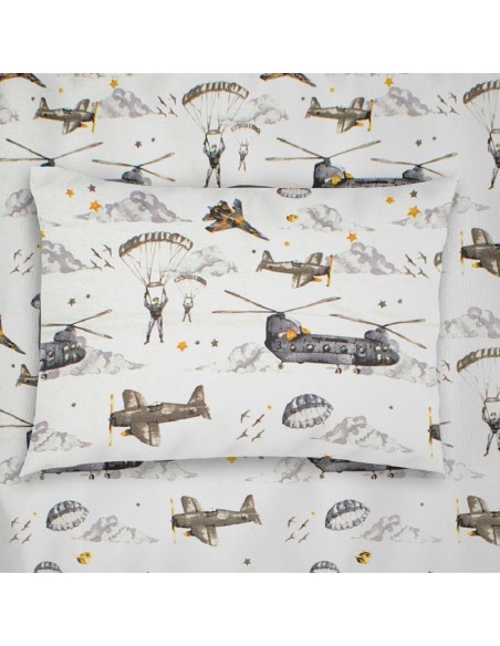 Μαξιλαροθήκη Εμπριμέ 50x70 Dimcol Kids Airforce 195 White-Grey