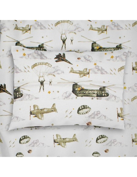 Μαξιλαροθήκη Εμπριμέ 50x70 Dimcol Kids Airforce 196 White-Khaki