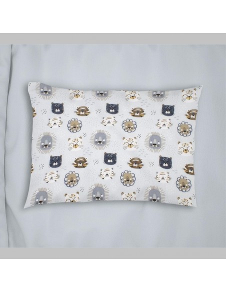 Μαξιλαροθήκη Εμπριμέ 50x70 Φανελένια Dimcol Kids Big Cats 28 Sky Blue