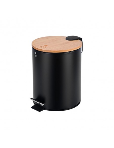 Κάδος Απορριμάτων 5Lt Με Καπάκι Bamboo Essentials Soft Close Μαύρο 02-12748 Estia