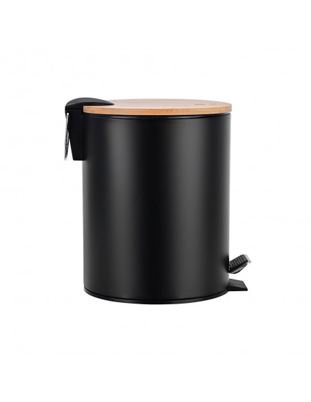Κάδος Απορριμάτων 5Lt Με Καπάκι Bamboo Essentials Soft Close Μαύρο 02-12748 Estia