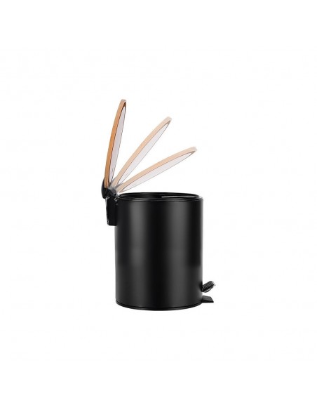 Κάδος Απορριμάτων 5Lt Με Καπάκι Bamboo Essentials Soft Close Μαύρο 02-12748 Estia
