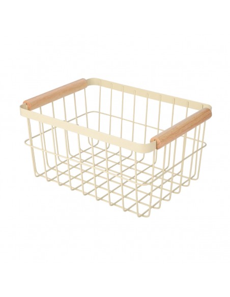 Καλάθι Οργάνωσης Allure 28x20x14 Μεταλλικό Με Ξύλινες Λαβές 01-24741 IVORY εstia