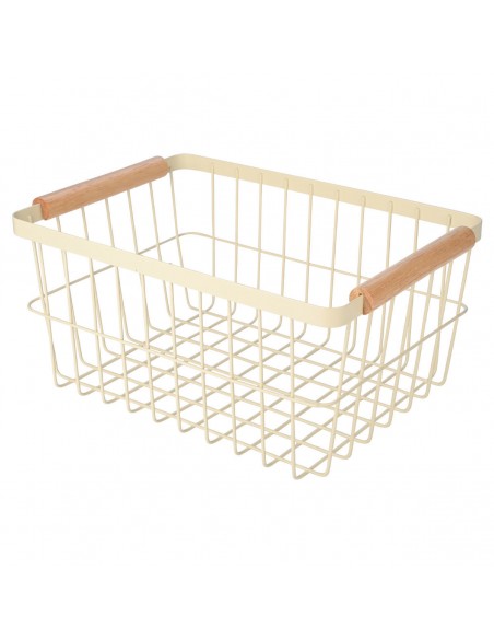 Καλάθι Οργάνωσης Allure 33x22x15 Μεταλλικό Με Ξύλινες Λαβές 01-24734 IVORY εstia