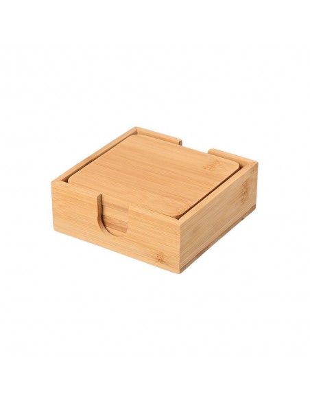 Σουβέρ Bamboo Essentials (Σετ 5τμχ) 11x11 Με Θήκη εstia 01-19723