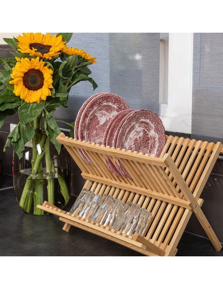 Πιατοθήκη Αναδιπλούμενη Bamboo Essentials 2 Επιπέδων 42x27.5x38 εstia 01-12977