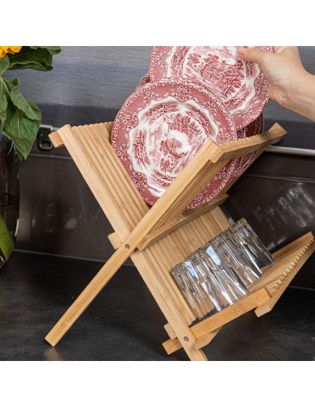 Πιατοθήκη Αναδιπλούμενη Bamboo Essentials 2 Επιπέδων 42x27.5x38 εstia 01-12977