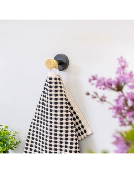 Κρεμάστρα Επιτοίχια Μονή Μεταλλική Bamboo Essentials εstia 02-14742 Μαύρη