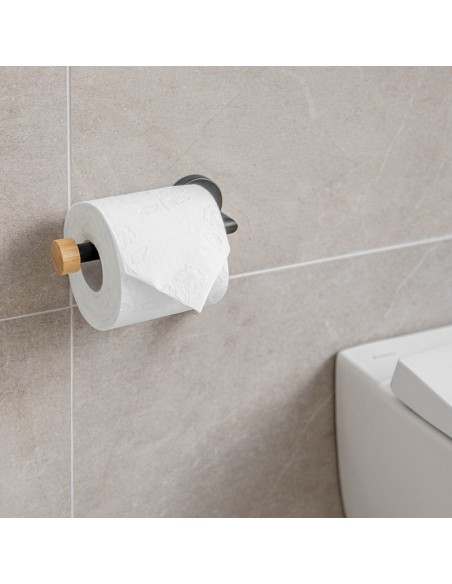 Χαρτοθήκη Επιτοίχια Μεταλλική Bamboo Essentials εstia 02-14766 Μαύρη