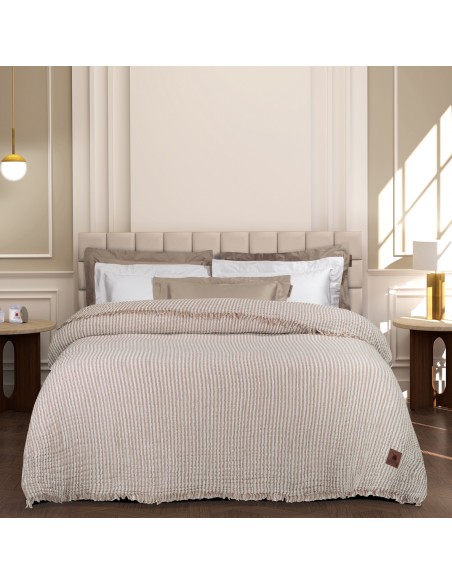 ΚΟΥΒΕΡΤΑ ΜΟΥΣΕΛΙΝΑ ΥΠΕΡΔΙΠΛΗ 220X240 GREENWICH POLO CLUB 3468 ΧΡΥΣΟ