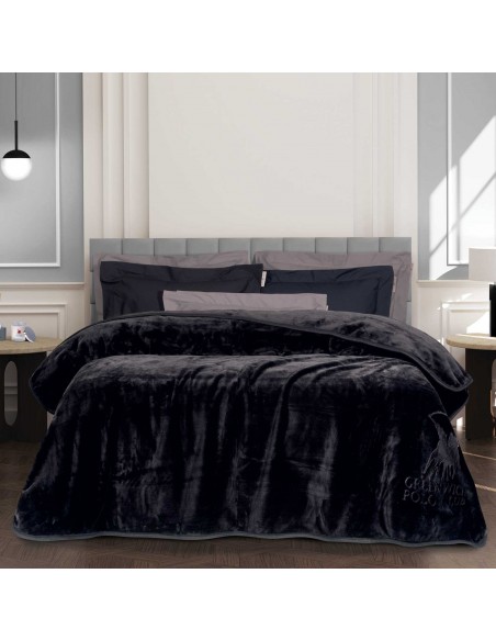 Κουβέρτα Velour Μονή160X240 Greenwich Polo Club 3440 ΜΑΥΡΟ