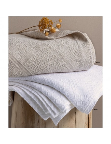 Κουβέρτα Πικέ Γίγας 250x260 Palamaiki Carla White