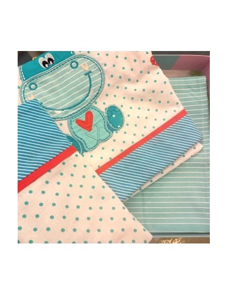 Σεντόνια Κούνιας Κέντημα 120x170 (Σετ) Nima Home Happy Hippo