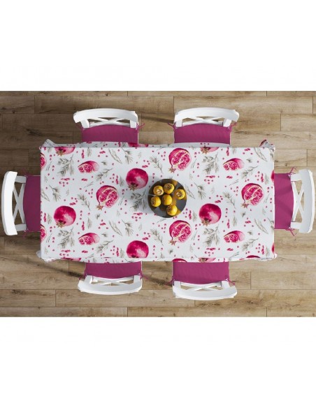 Τραπεζομάντηλο Αλέκιαστο 140x180 Dimcol Pomegranate 458 White