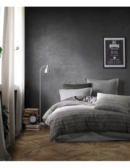 Σεντόνια Εμπριμέ Σετ 4 τεμ Shades of Grey 485 220X240 Grey Μαξιλαροθήκη ΕμπριμέDimcol
