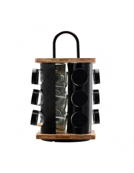 Βάση Μπαχαρικών Bamboo Essentials Με 12 Γυάλινα Δοχεία Περιστρεφόμενη εstia 01-14650