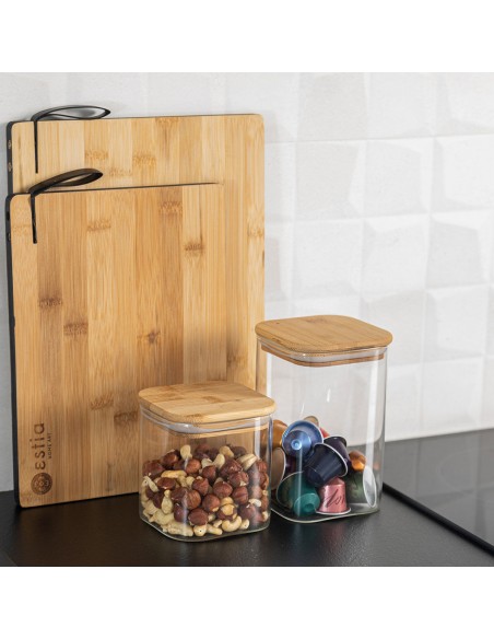 Δοχείο Αποθήκευσης Γυάλινο Με Καπάκι Bamboo Essentials 550ml εstia 01-12922