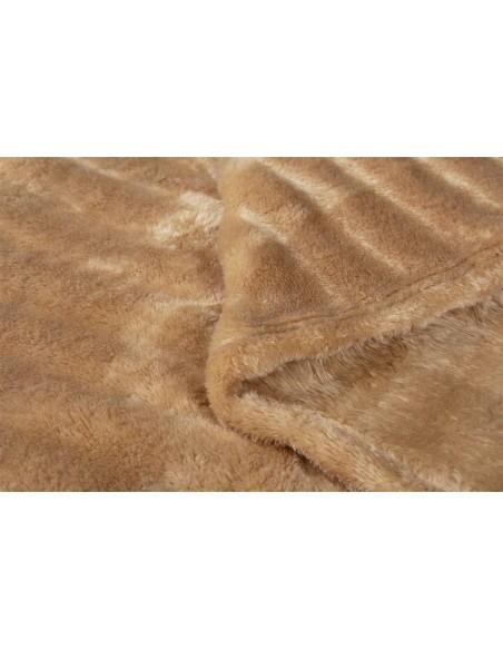 Κουβέρτα Υπέρδιπλη 220x240 Coral Fleece Ριγέ  300gsm Dimcol 12 Beige